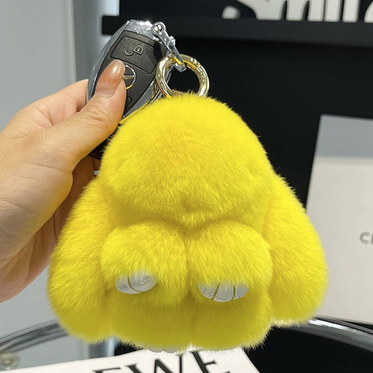 NEW MINI CUTE PLUSH BUNNY CAR KEYCHAIN PENDANT