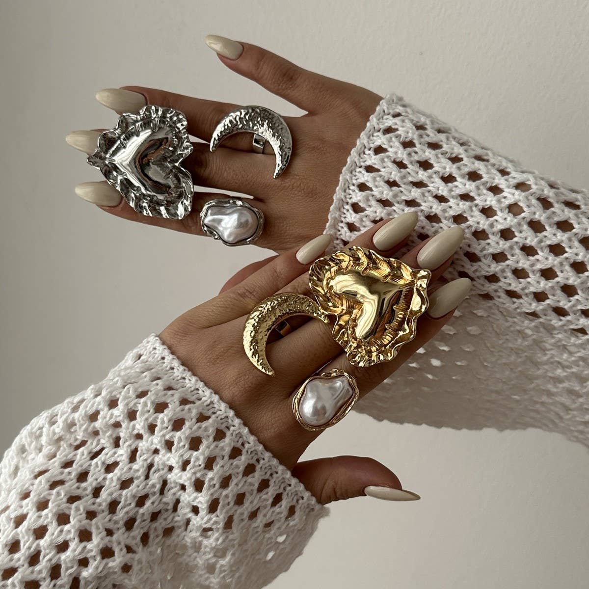 NEW WRINKLED THREE-DIMENSIONAL LOVE ALLOY RING_CWMM3241