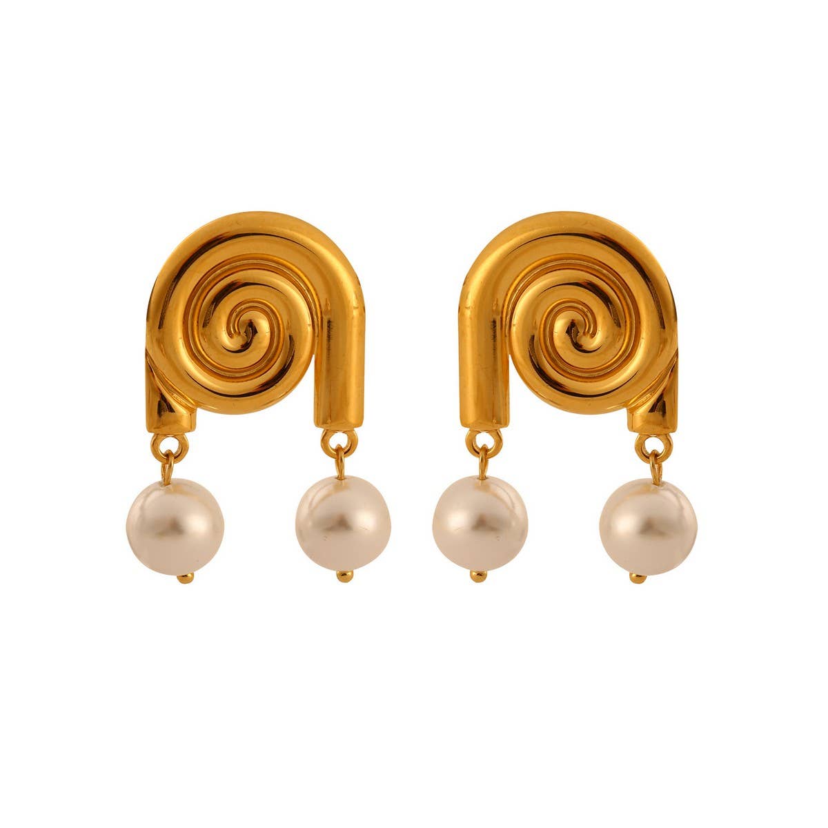 18K Stainless Steel Pearl Conch Stud Earrings_CWMM8916