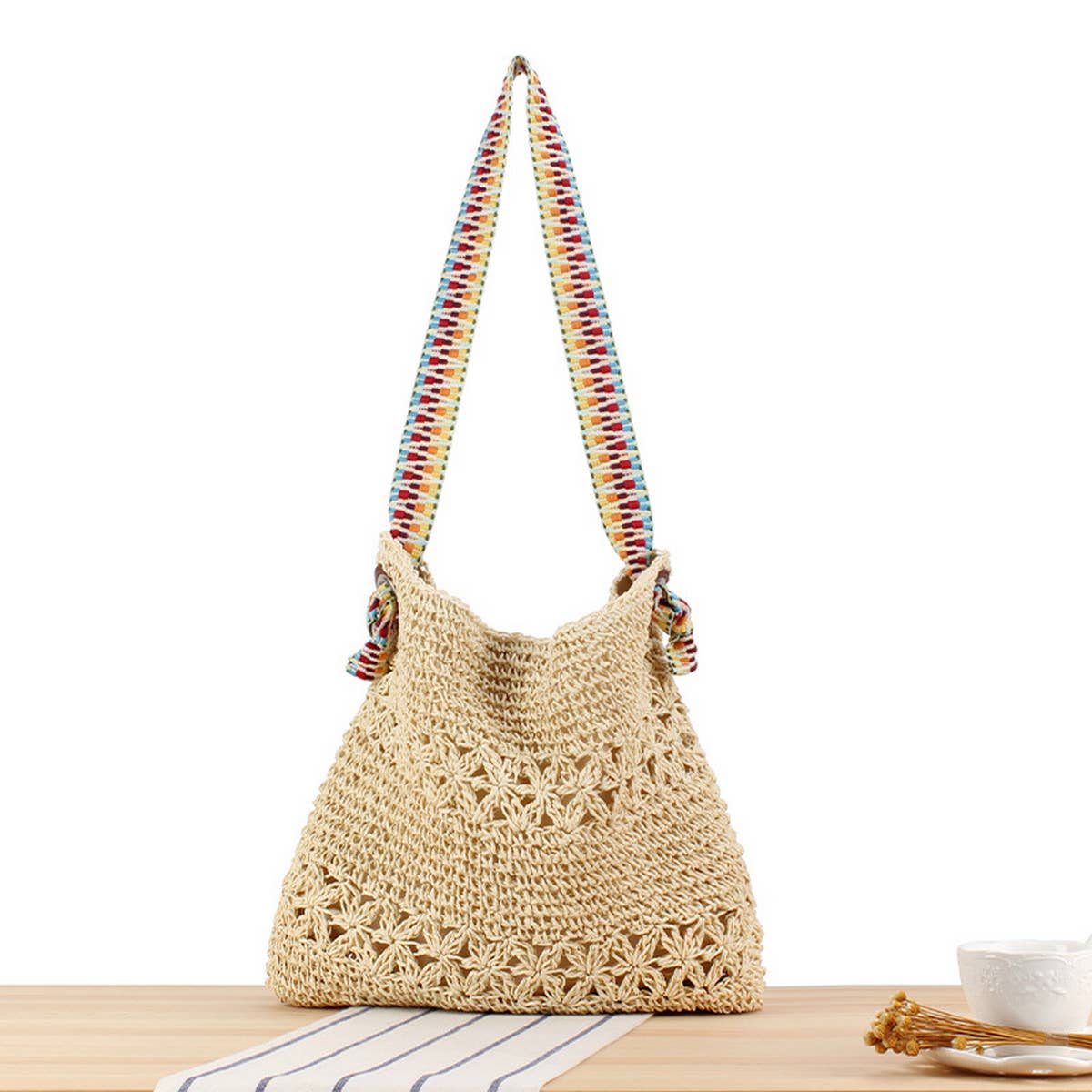 RETRO COLOR SHOULDER STRAP WOVEN BAG_CWAB2019