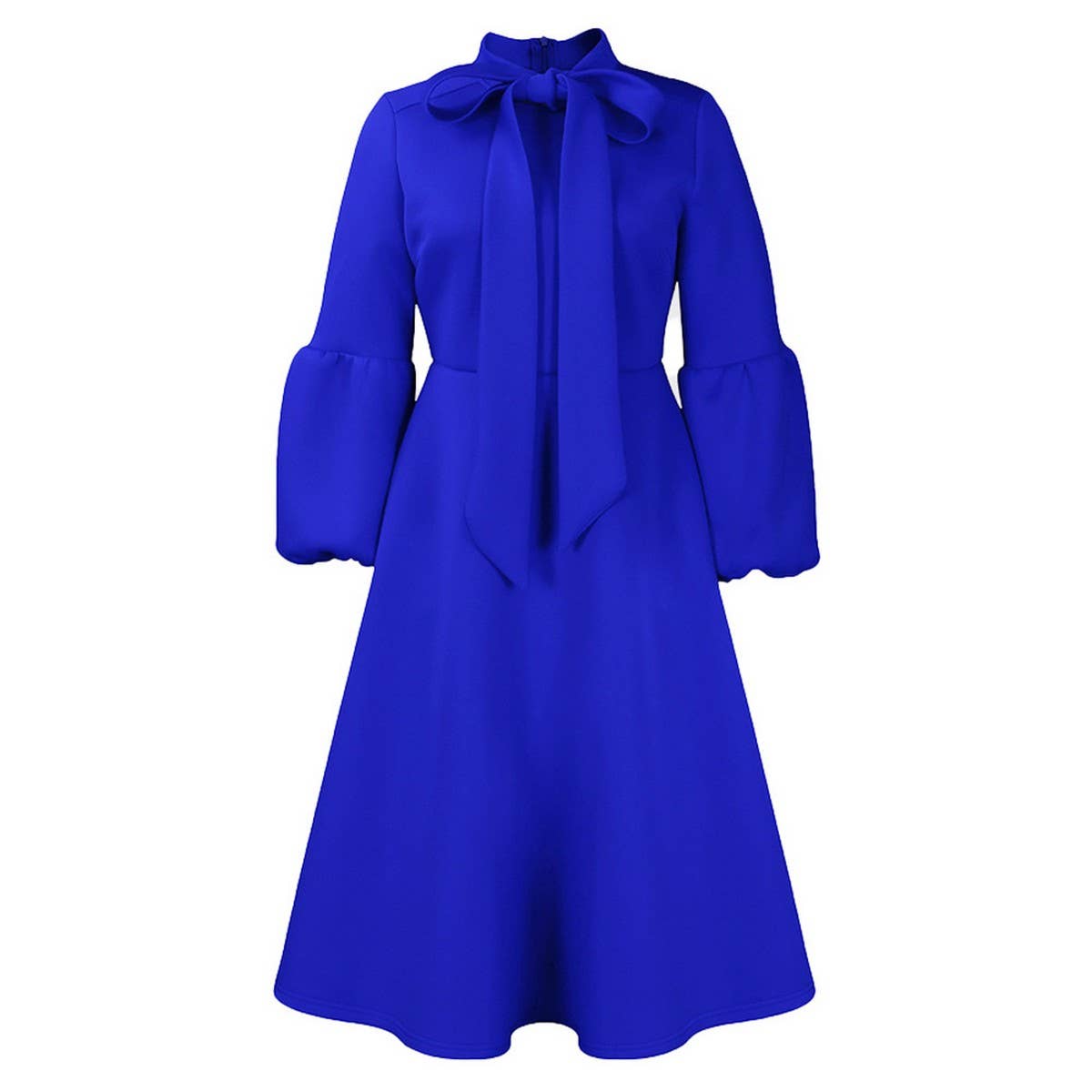LANTERN SLEEVE HIGH WAIST BOW OVERSIZED DRESS_CWDMD3664