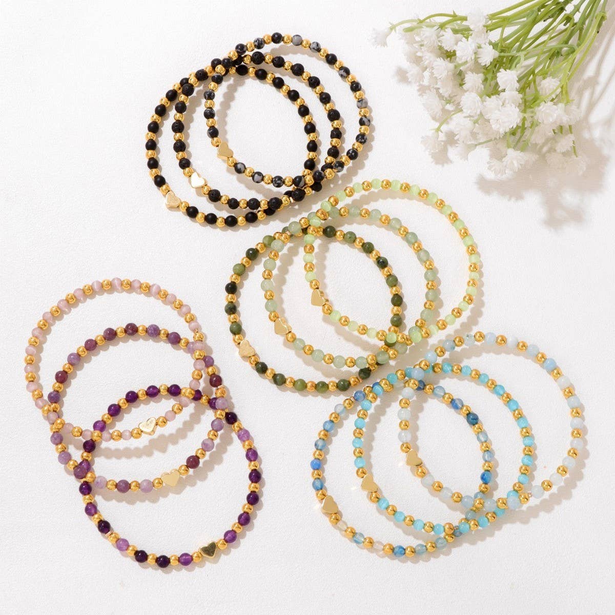 CWAJE4299_SMALL FRESH LOVE STONE BEADED COUPLE BRACELET