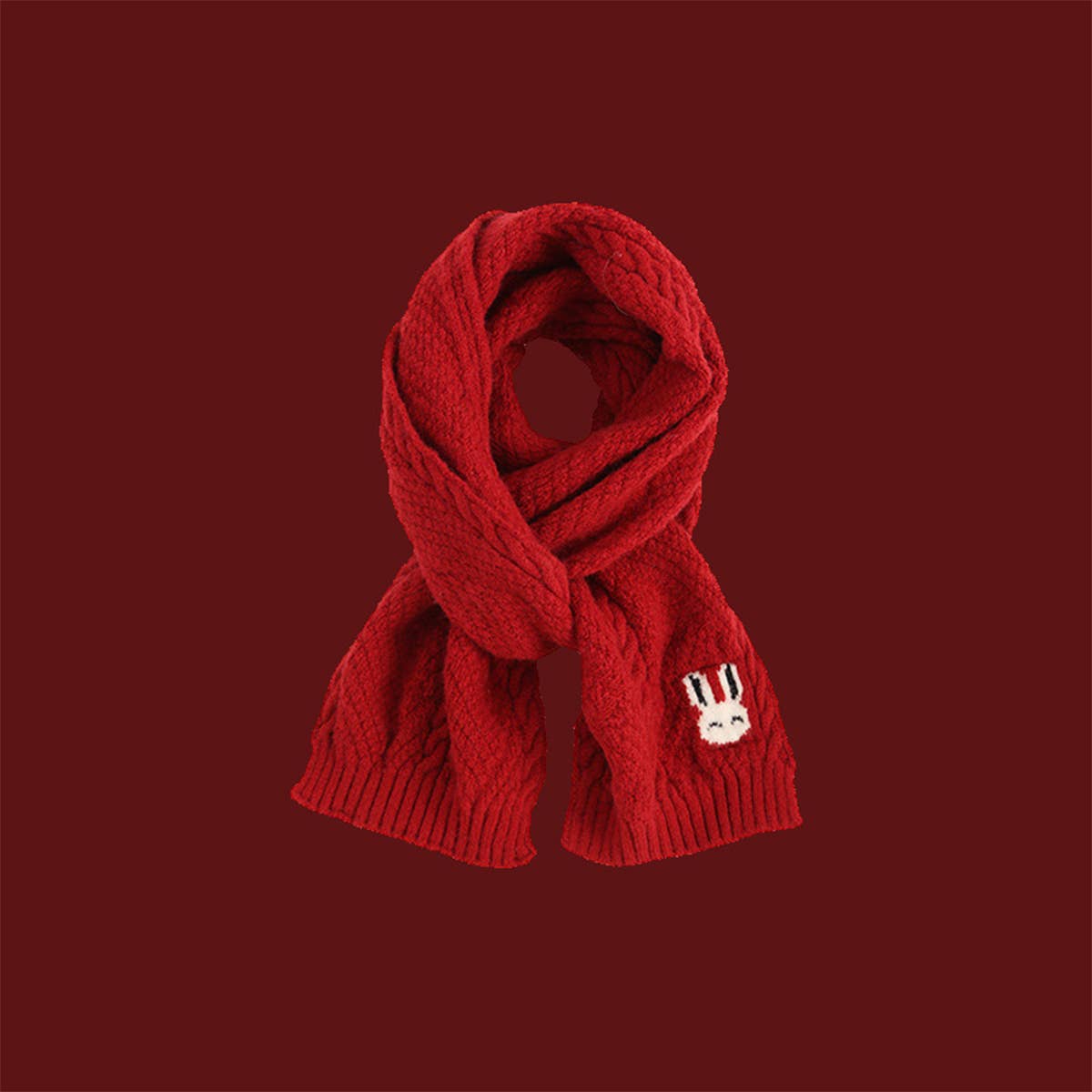 Red Knit Scarf - Cozy Winter Christmas Gift_CWASC1500