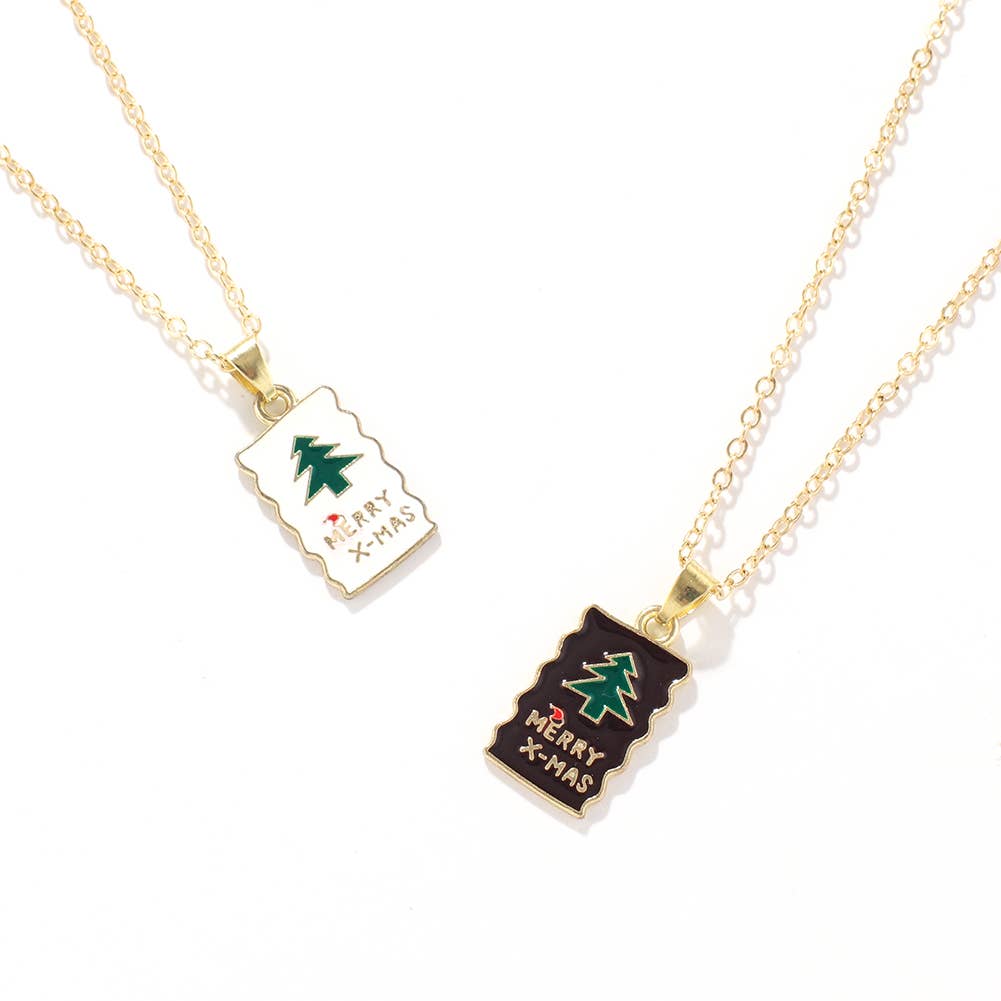 CHRISTMAS SNOWMAN CHRISTMAS TREE NECKLACE SET