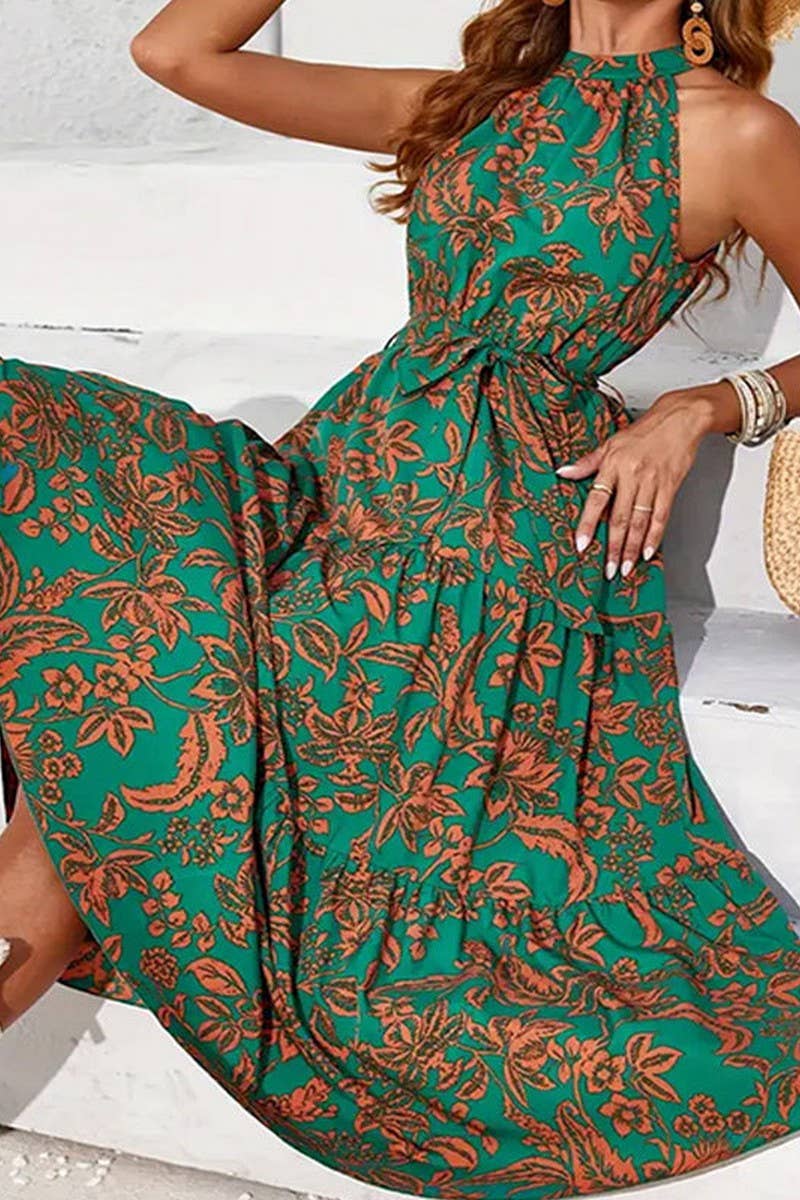 CWDMD5078_SUMMER HALTERNECK SLEEVELESS LONG DRESS