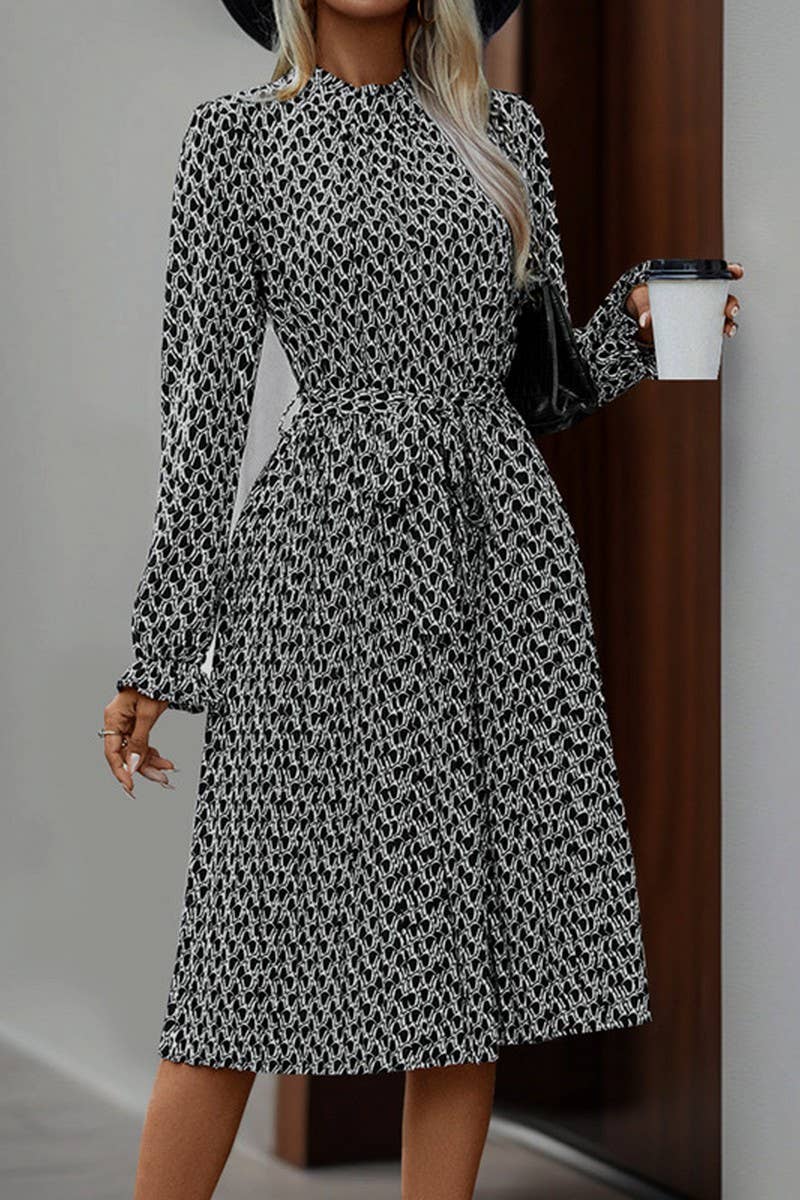 CWDMD4864_NEW GEOMETRIC PRINT DRESS FOR SPRING AND AUTUMN