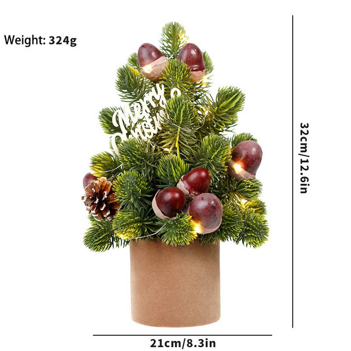 Ins Style LED Mini Christmas Tree with Red Berries_CWMM9887