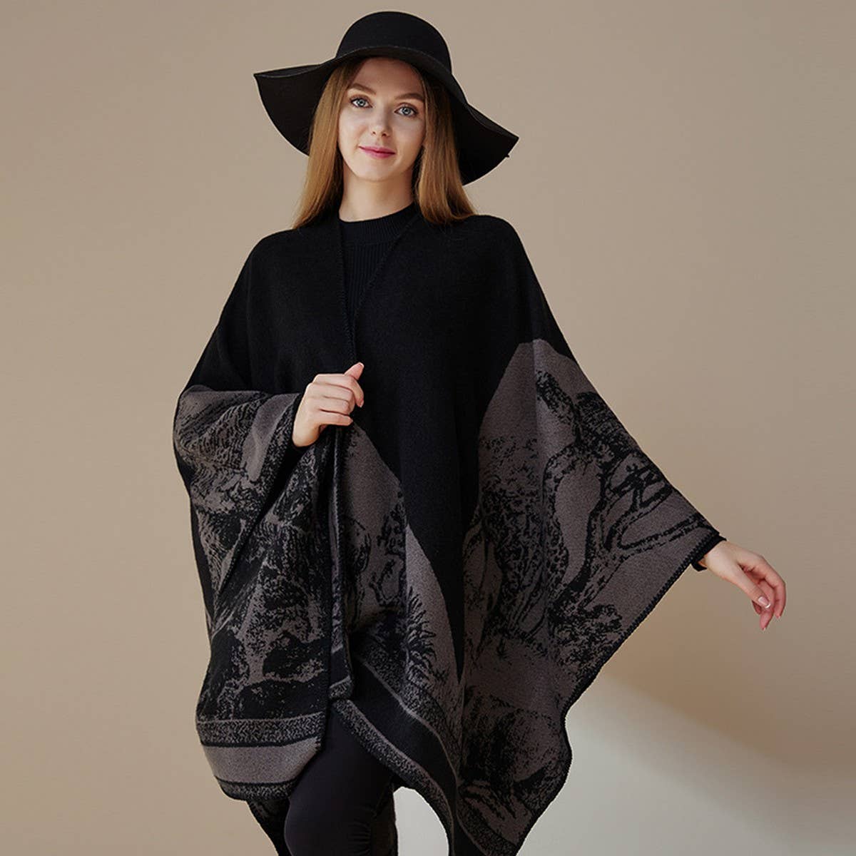 CAPE DARK DOUBLE-SIDED WARM OUTER WEAR THICK SHAWL_CWASC2119
