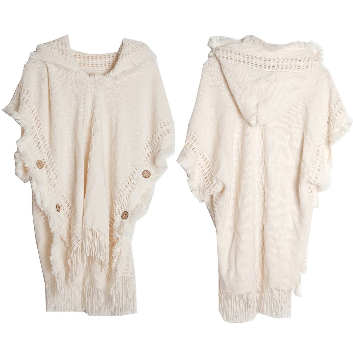 WOMEN PONCHO SWEATER COZY CAPE WITH HOOD