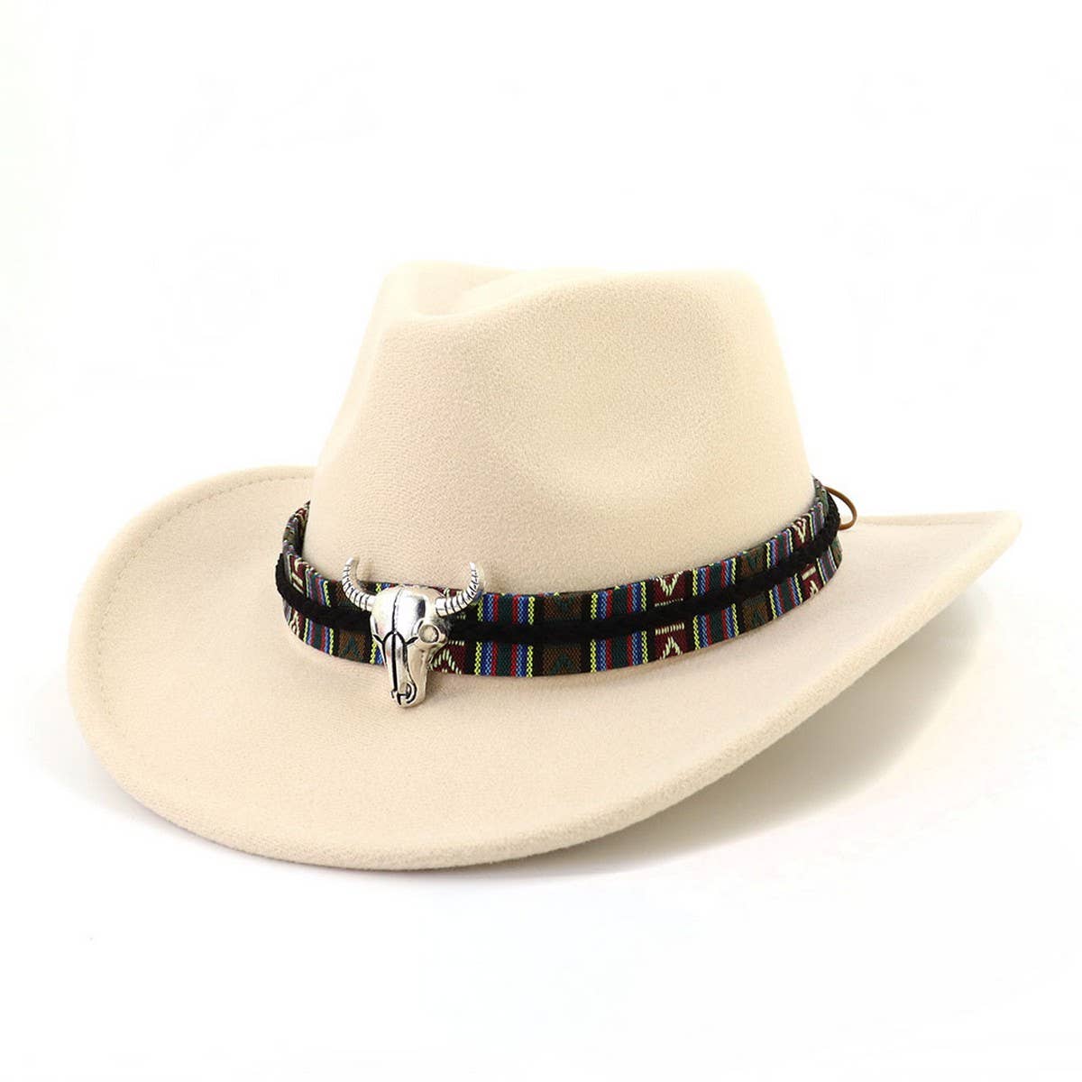 Bull Head Decor Wide Brim Western Cowboy Hat_CWAH1769