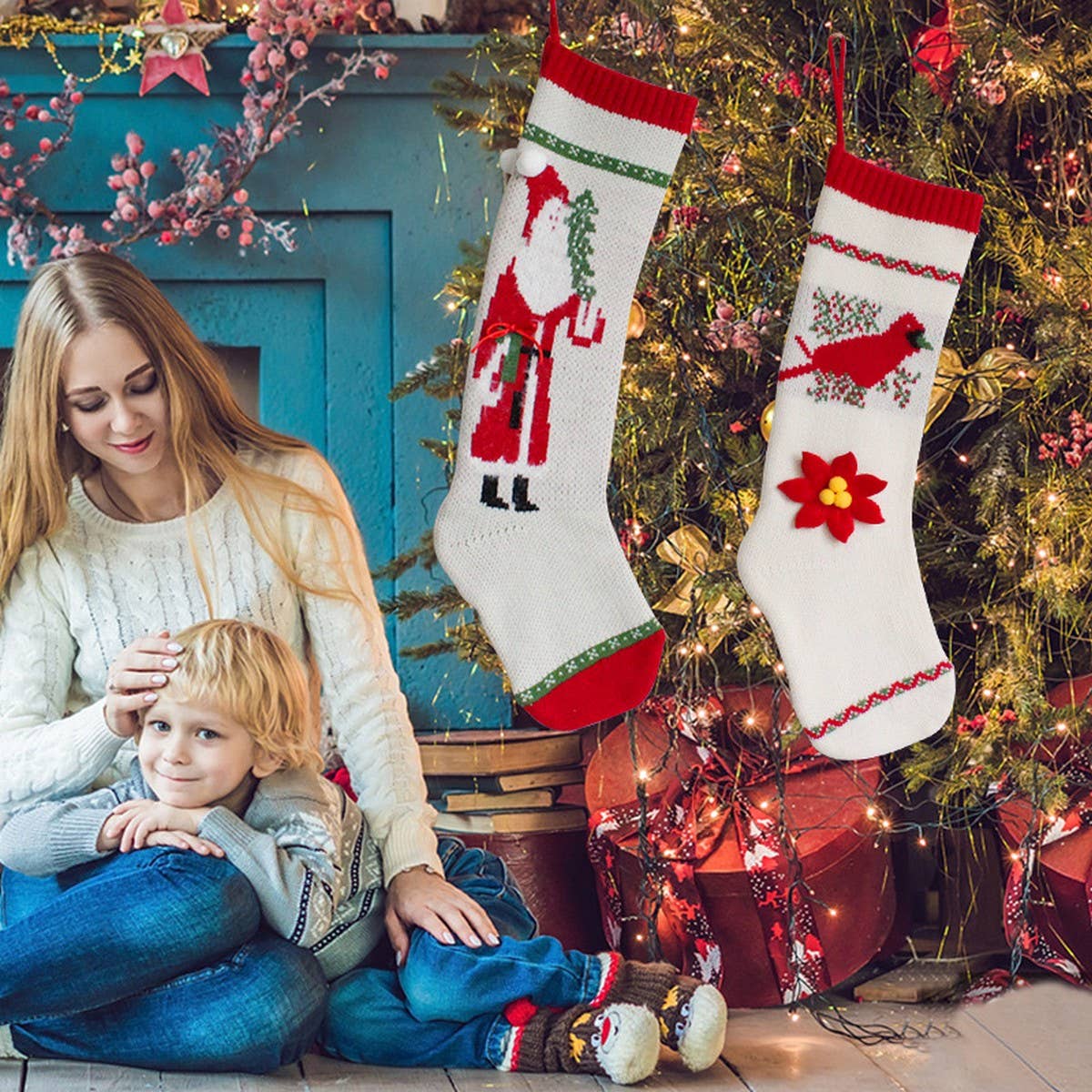 CREATIVE KNITTED GIFT BAG LONG CHRISTMAS SOCKS