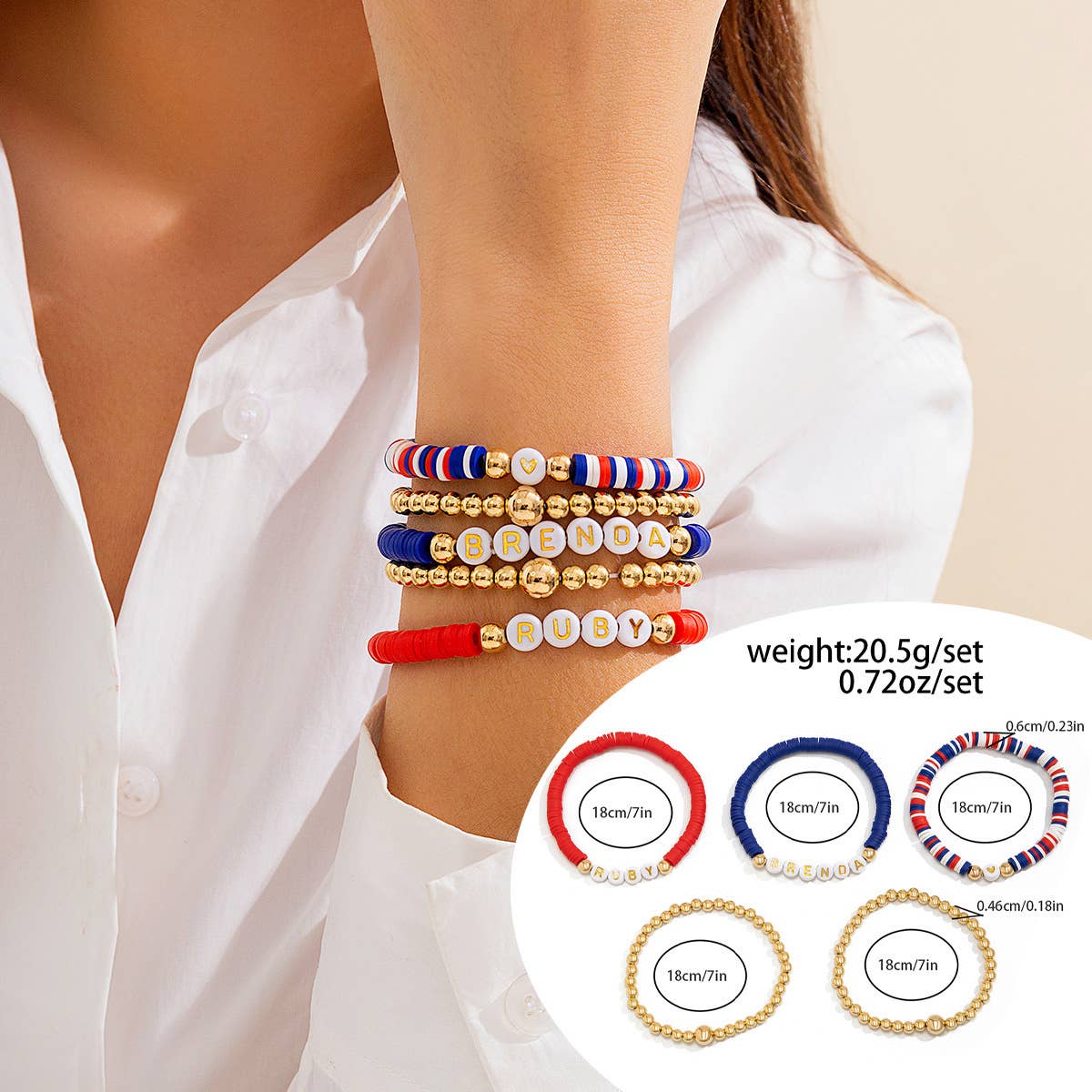 NEW FLAG CONTRAST COLOR BEADED BRACELET