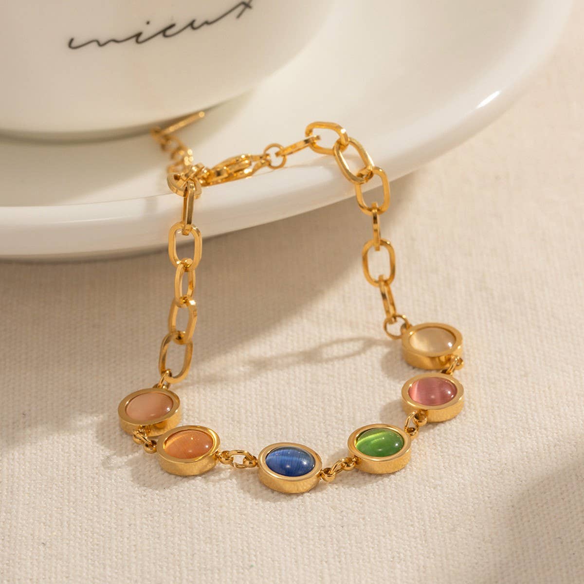 FASHION NATURAL STONE FANTASY CAT'S EYE BRACELET_CWAJE1901