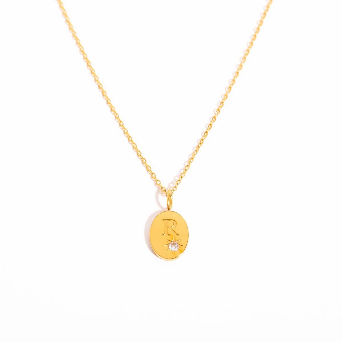 Stainless steel 26 letter zircon pendant necklace_CWMM5536