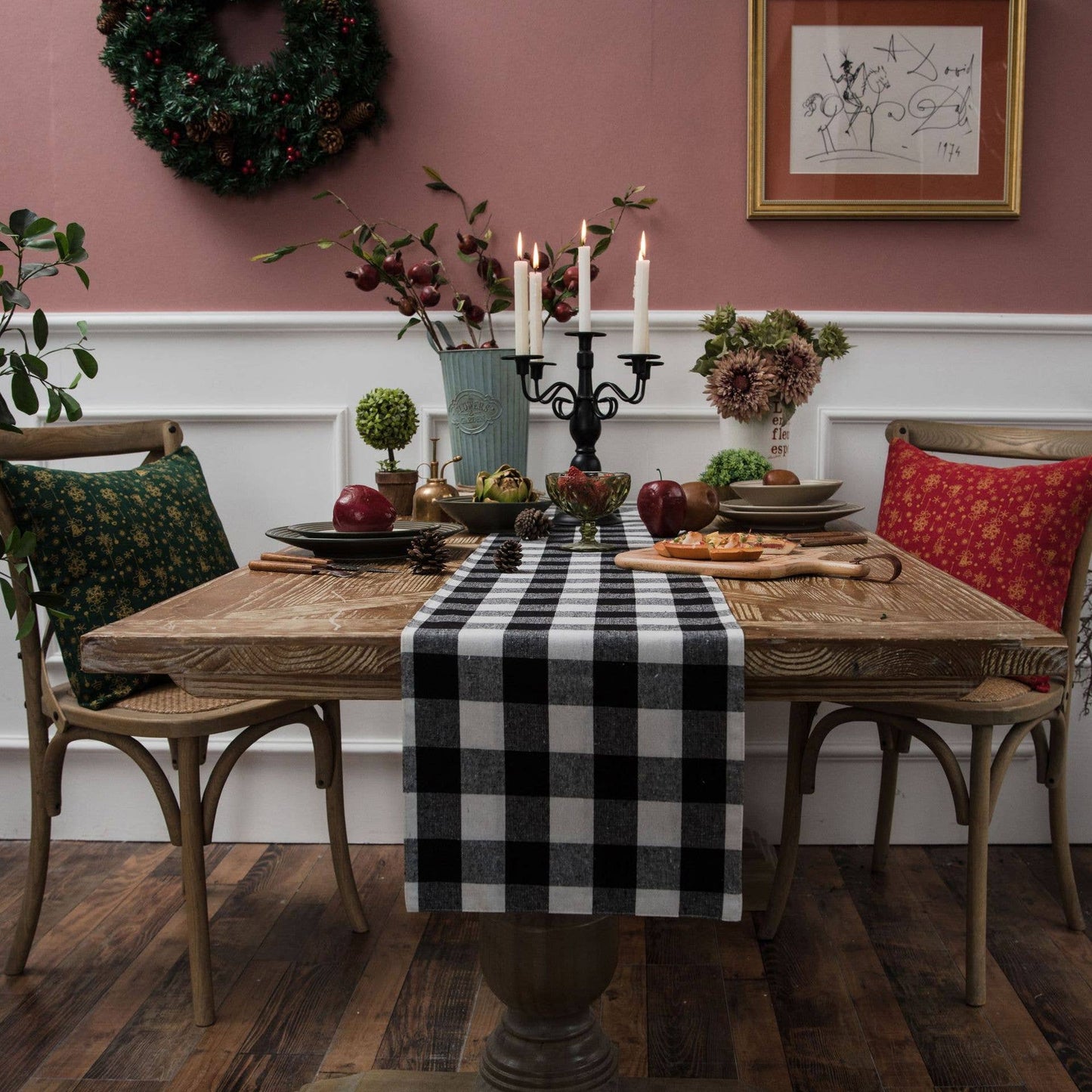 PLAID PATTERNED KITCHEN TABLE RUNNER_CWMM0031
