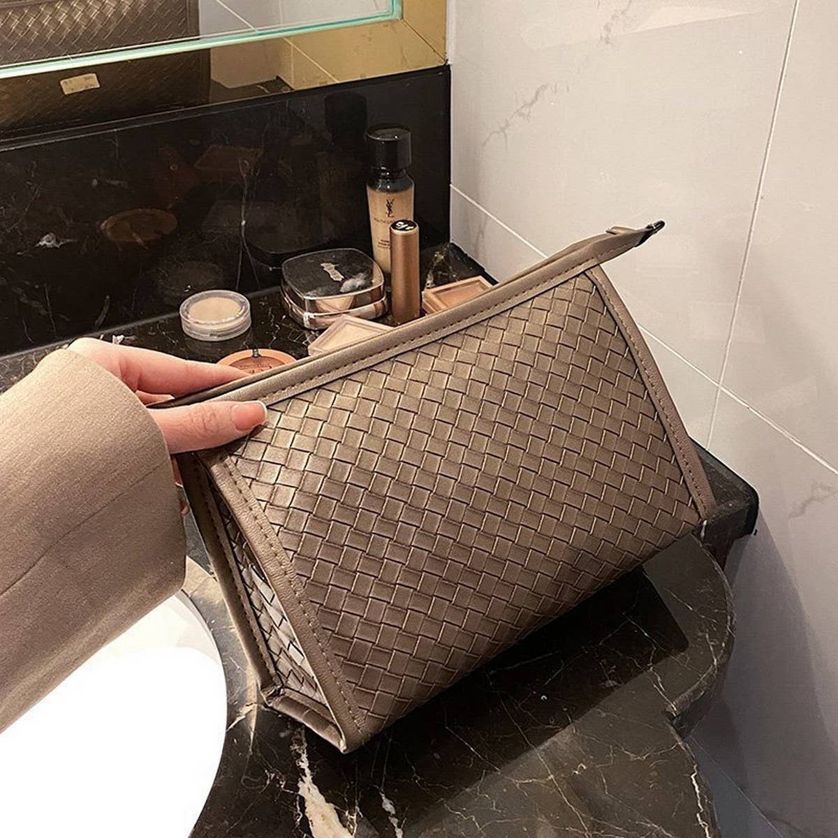 SIMPLE LARGE CAPACITY WOVEN COSMETIC BAG_CWAB4488