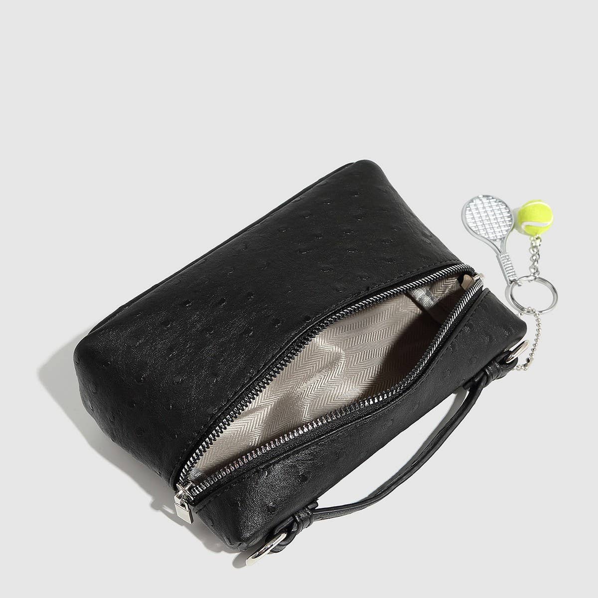 Racing Style Ostrich Grain Shoulder Bag_CWAB5724