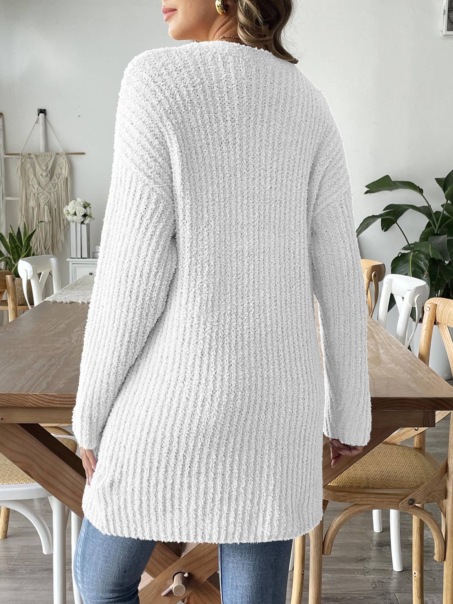 WOVEN SWEATER CASUAL DOUBLE POCKET CARDIGAN