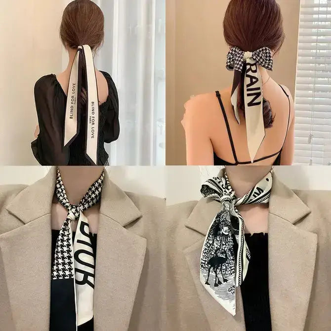 Zodiac Print Skinny Scarf for Hair and Bag Tie_CWASC0736