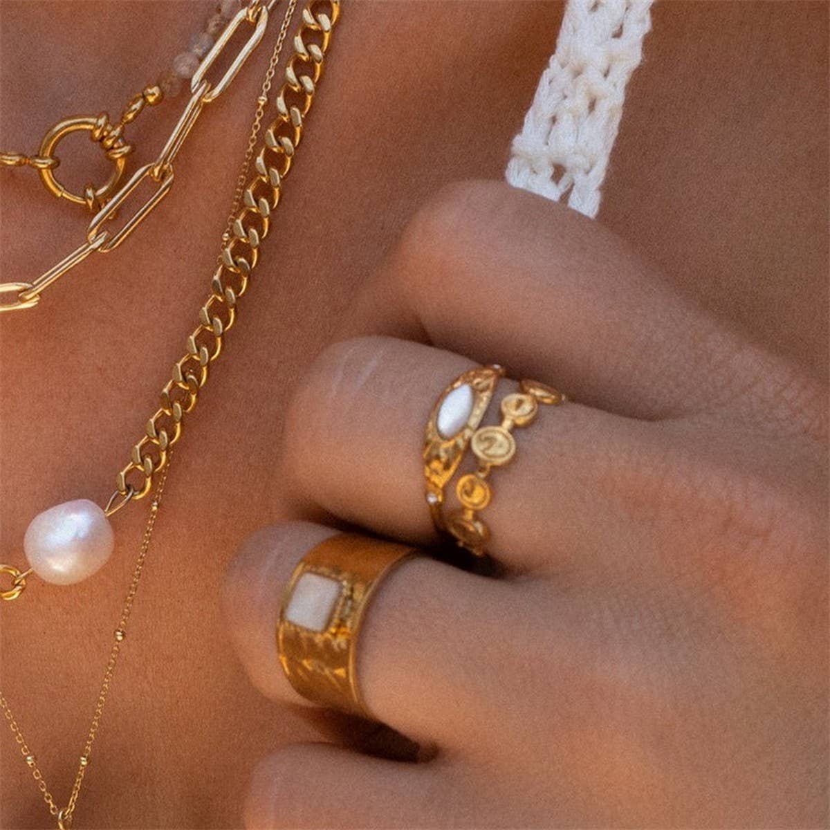 14K GOLD STAINLESS STEEL SET ZIRCON STAR OPEN RING_CWAJE1223