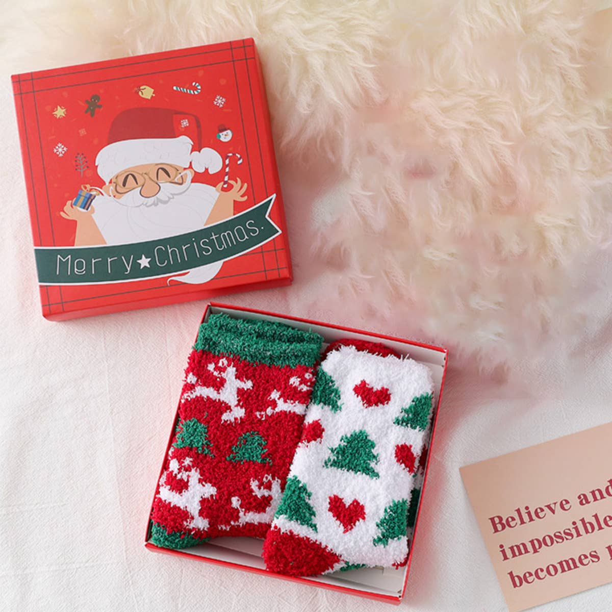 CHRISTMAS SOCKS GIFT BOX WARM MID-TUBE SOCKS