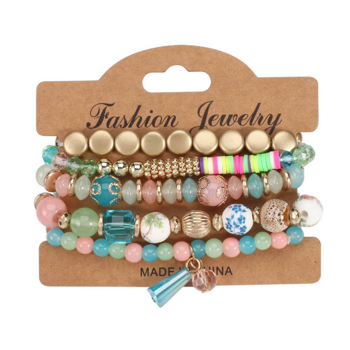 CWAJE05695_BOHO CRYSTAL PENDANT MULTI LAYER ELASTIC BRACELET