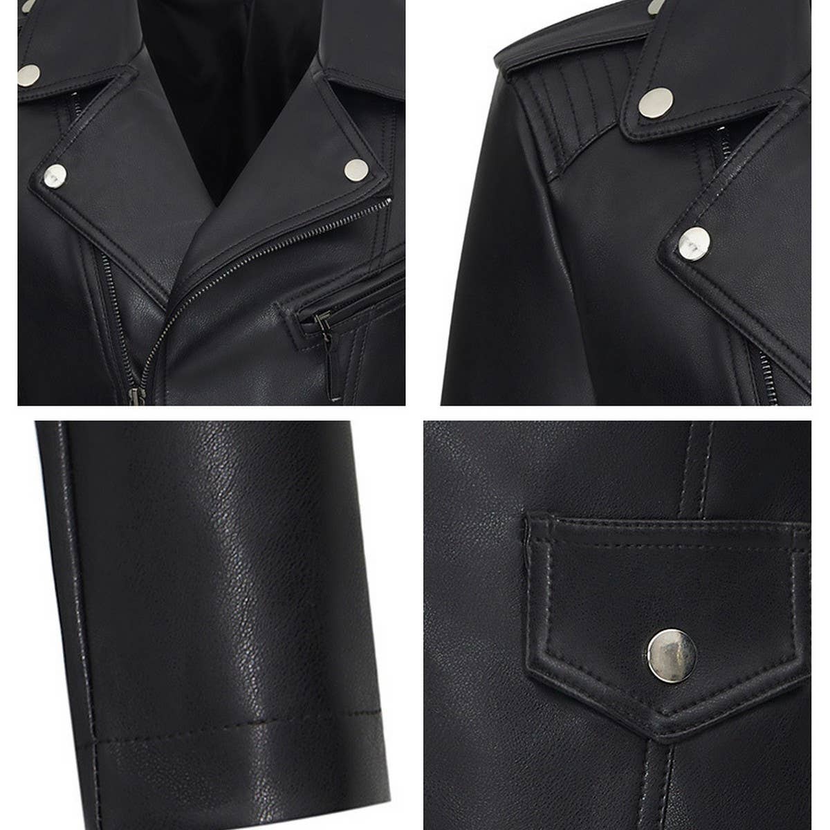 Black Slim Fit Biker Jacket–Stylish Fall Moto Coat_CWMM9014