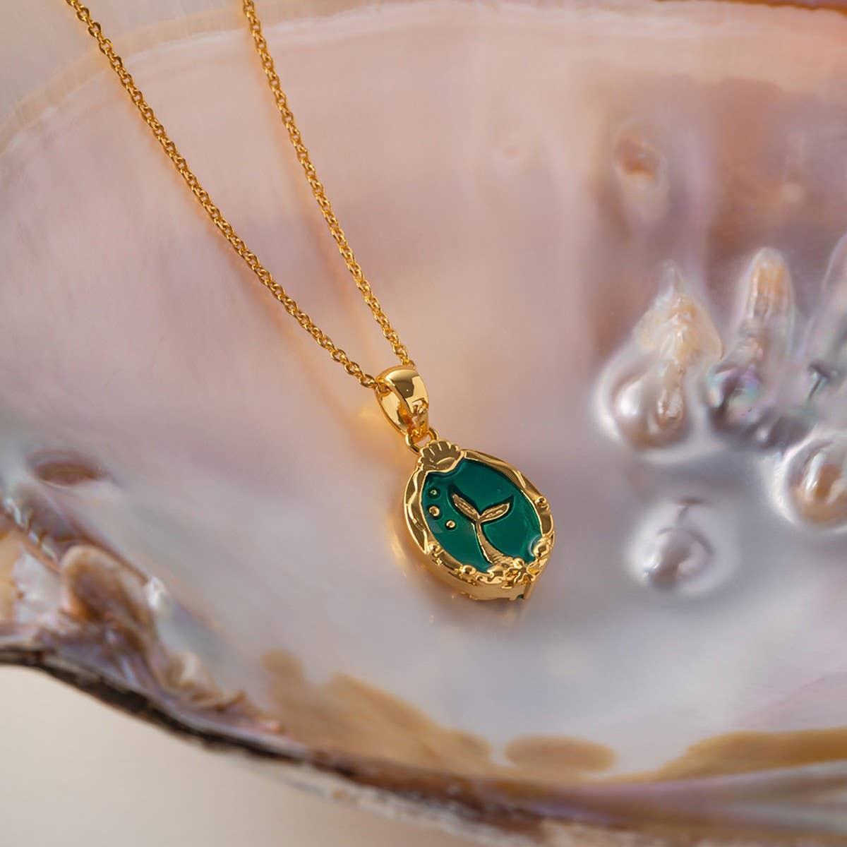 Cute mermaid princess reversible necklace