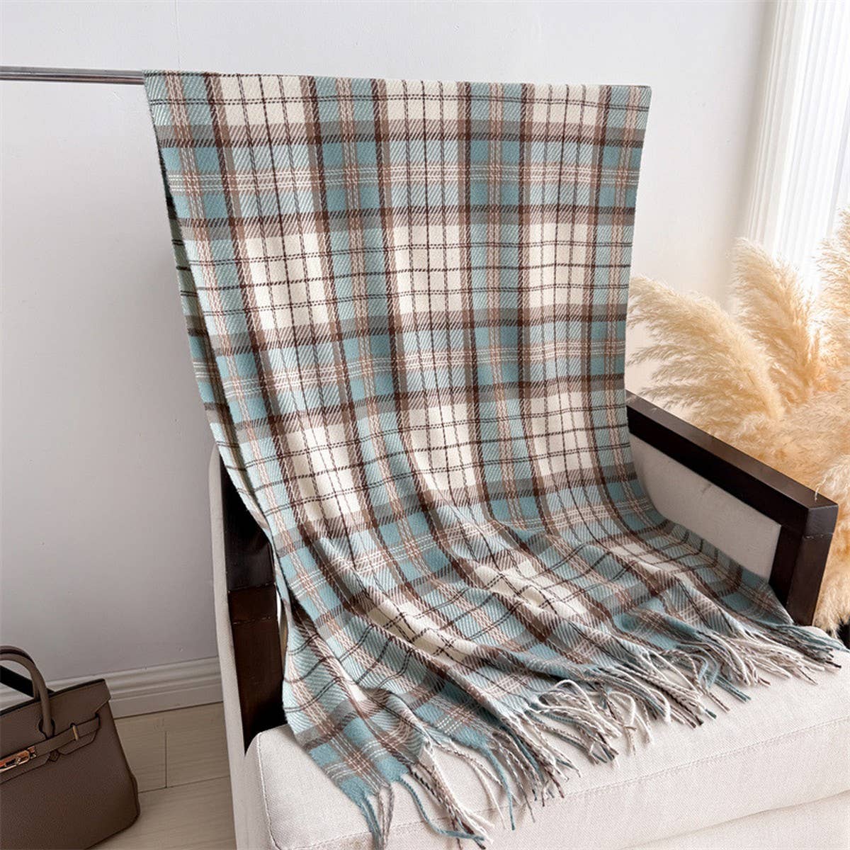 Classic Plaid Fringe Scarf Wrap for Cold Days