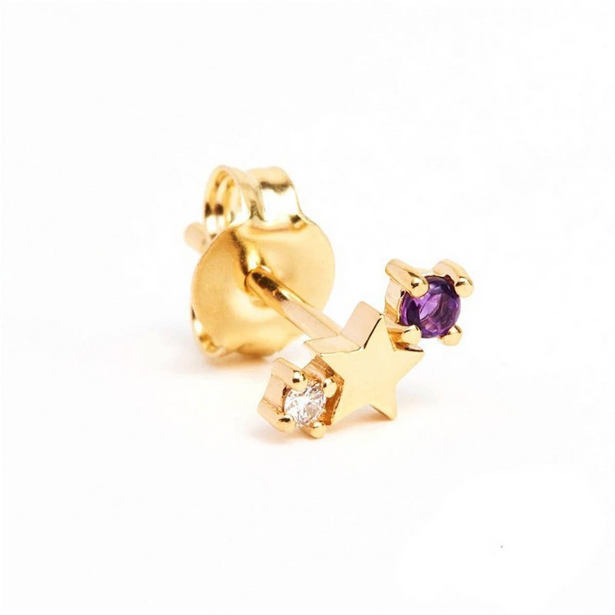 Zodiac Star Stud Earrings Simple Stainless Steel_CWAJE5039