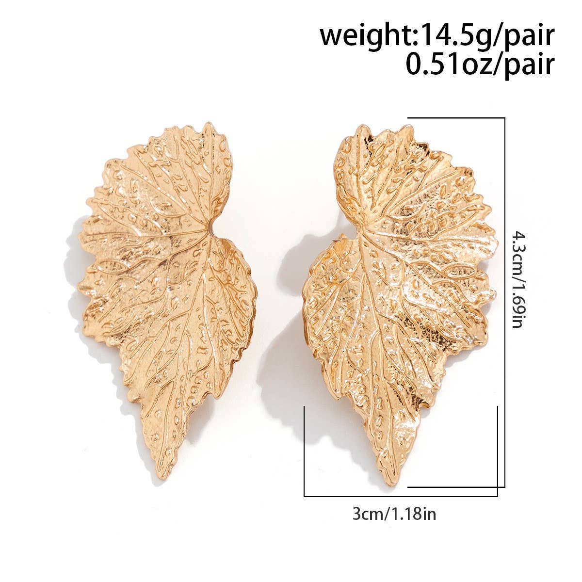 FASHIONABLE PUNK METAL STYLE GOLD EARRINGS