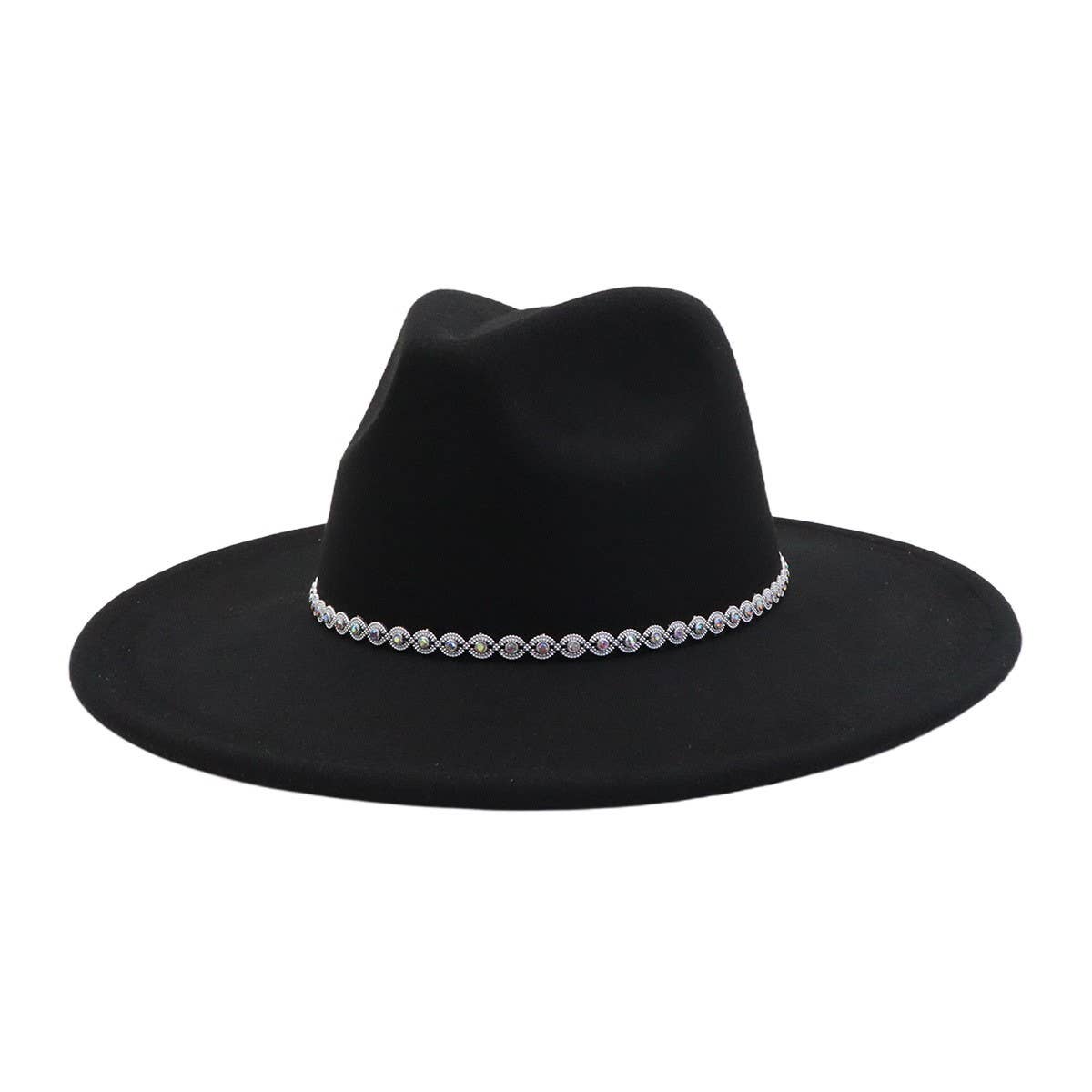Heart Top Wide Brim Wool Blend Fedora Hat for All_CWAH04389