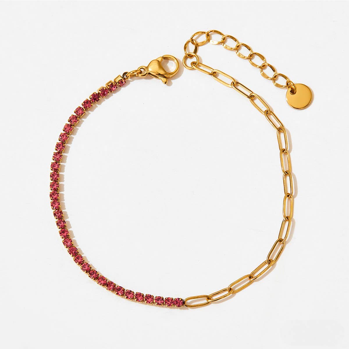 Solid Color Zirconia Stainless Steel Bracelet_CWMM5702