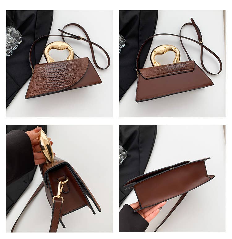 Stone-patterned retro crossbody small square bag