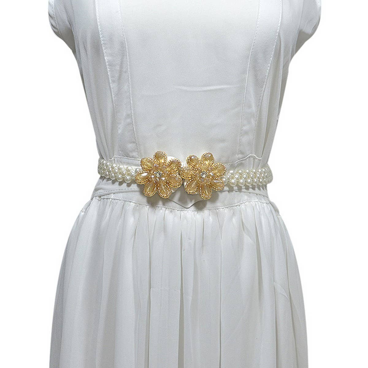WOMEN'S WIDE CHAIN WITH PEARL ELASTIC BUCKLE_CWABE0519
