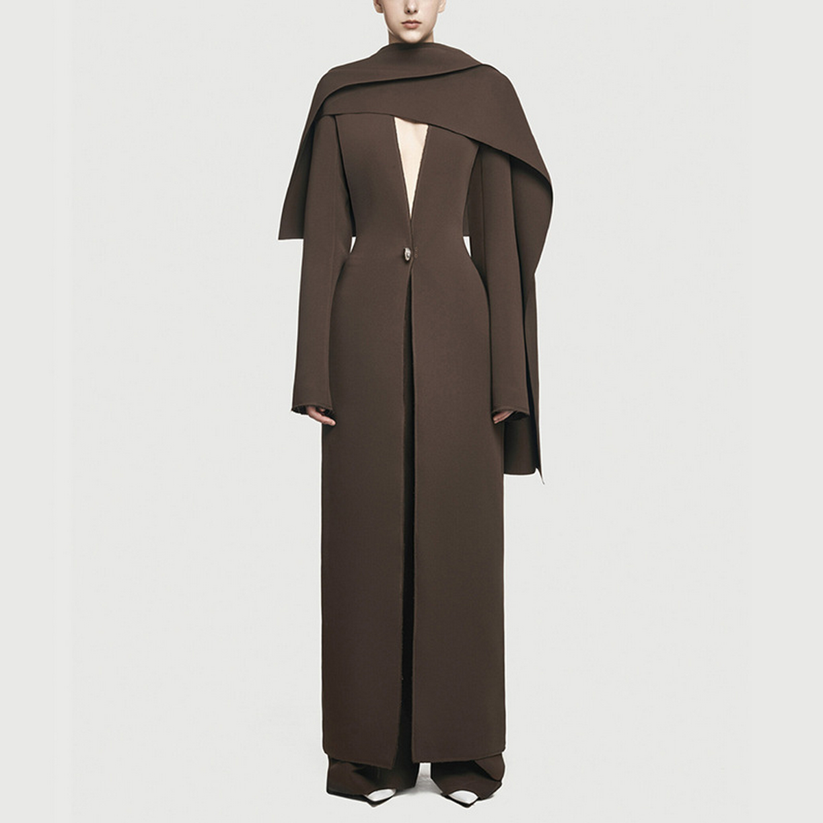 Spring New Elegant Trench Coat with Single Button_CWOCO1255