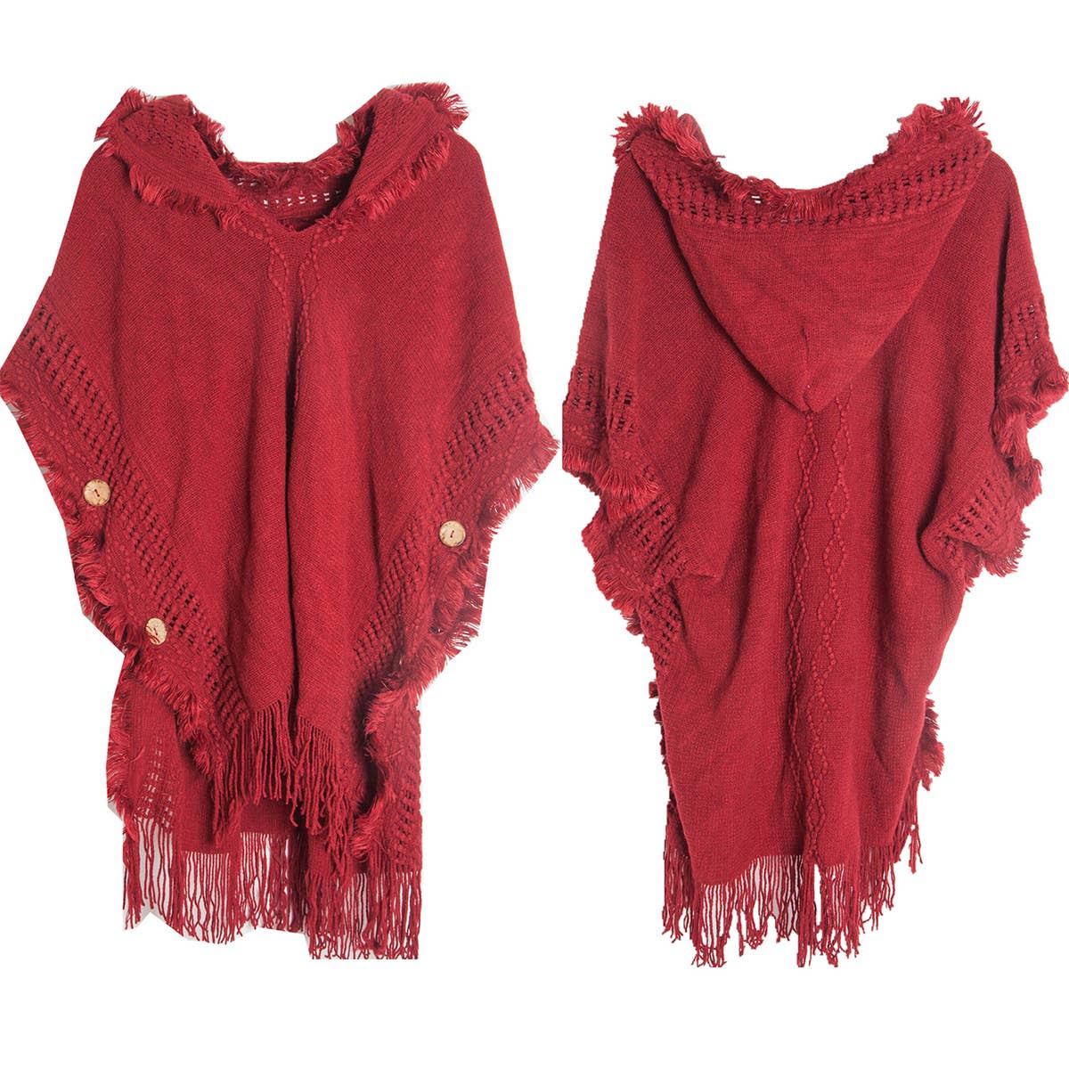 WOMEN PONCHO SWEATER COZY CAPE WITH HOOD