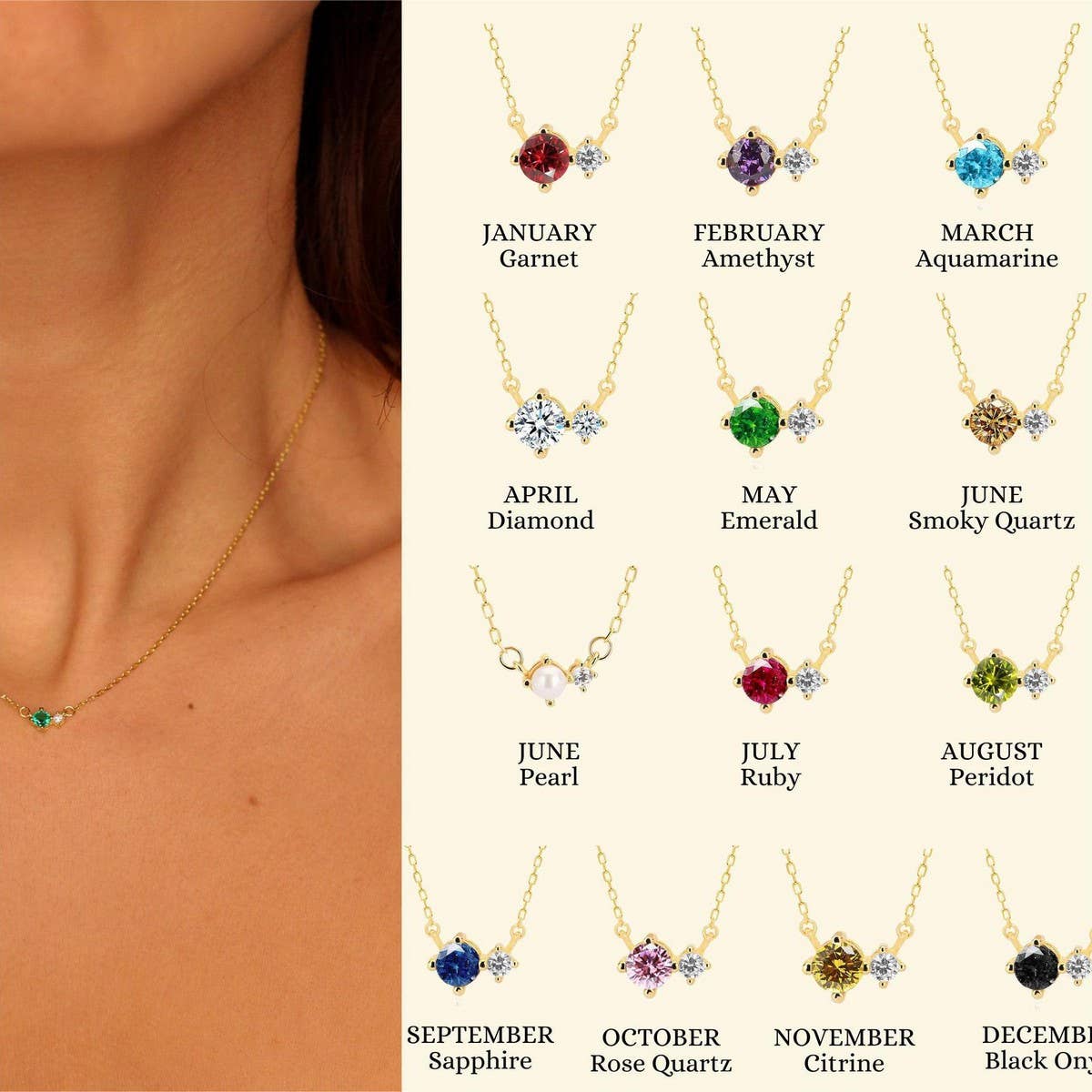 Retro Literary December Colored Zircon Necklace_CWMM5668