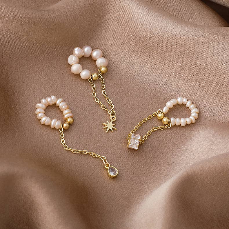 Design-sense freshwater pearl tassel ear clips