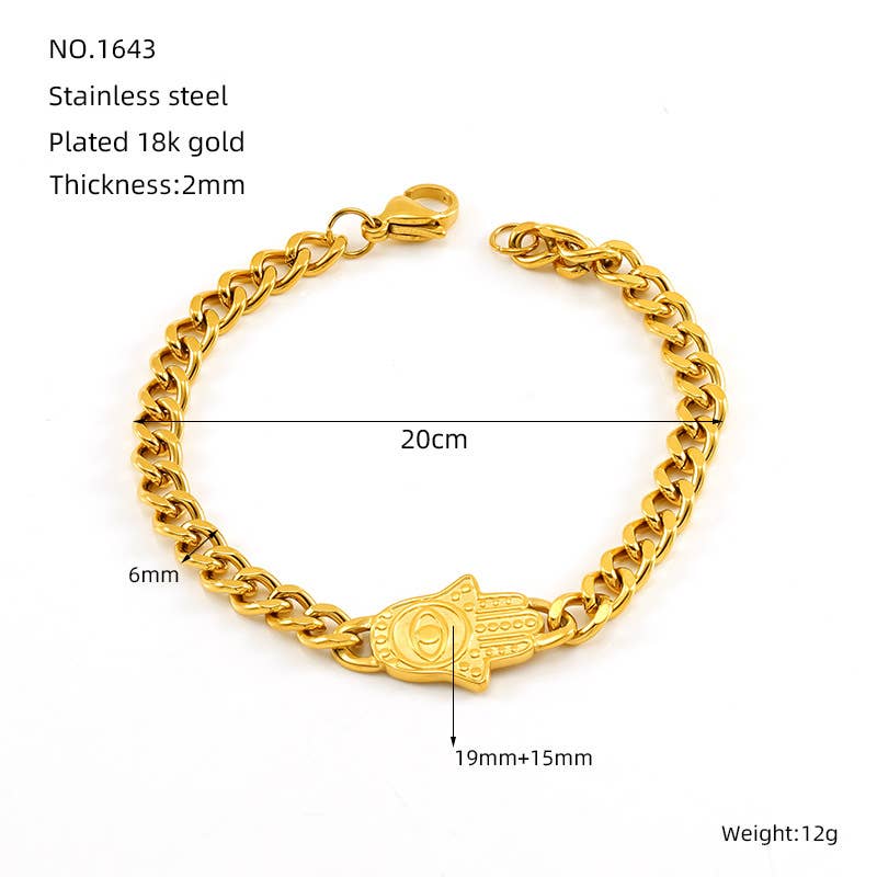18K titanium steel bracelet Cuban chain anchor hand