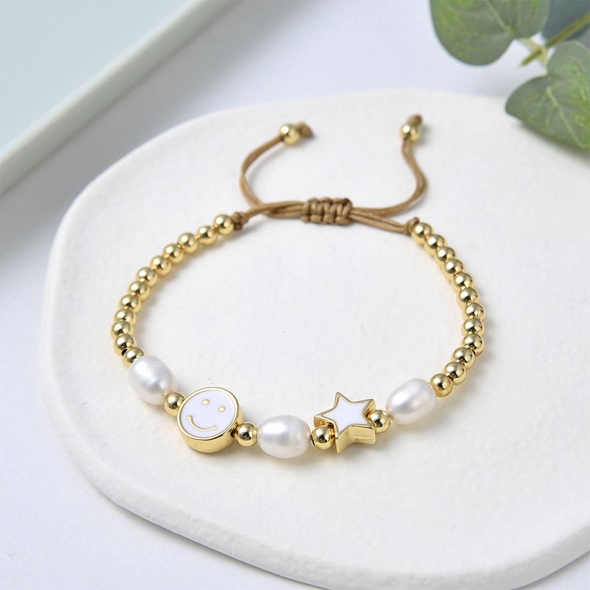 CWAJE4562_COLORFUL FIVE-POINTED STAR SMILEY FACE BRACELET