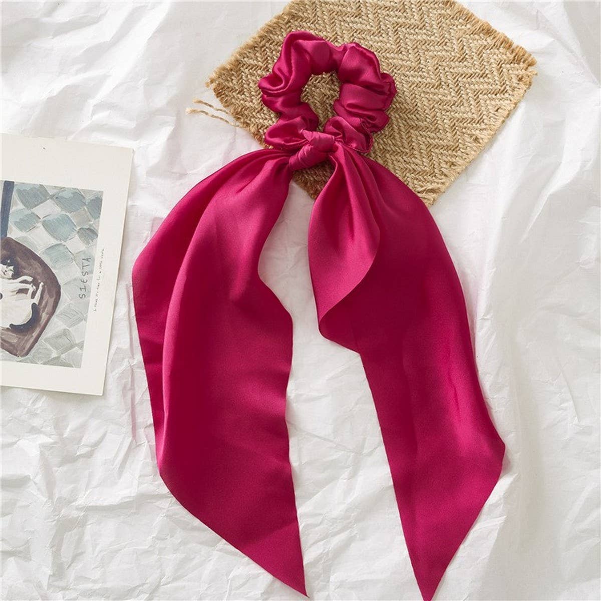 NEW SOLID COLOR KNOTTED RIBBON HAIR TIE_CWAHA0850