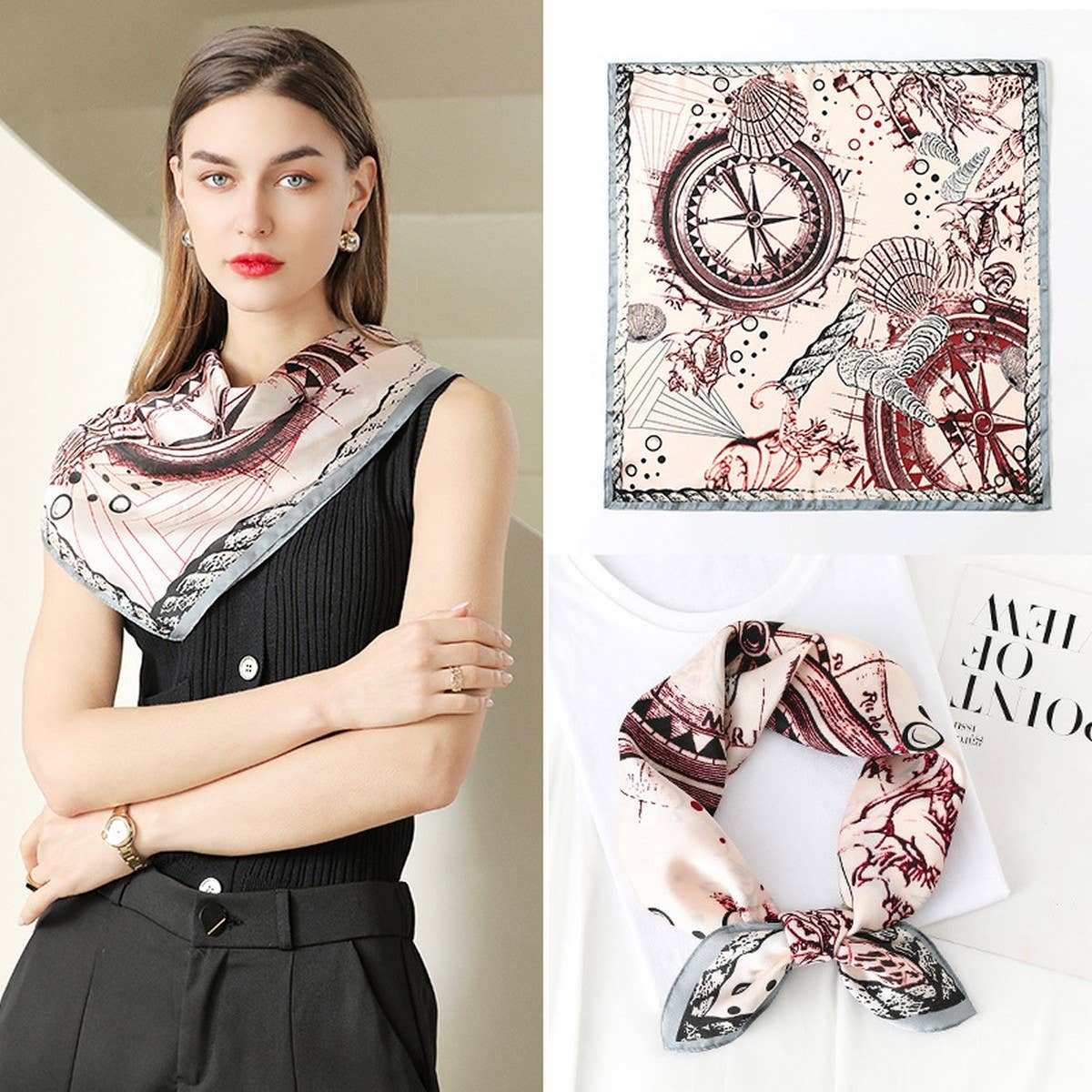 SILK FEELING SCARF MEDIUM SQUARE SATIN HEAD SCARF