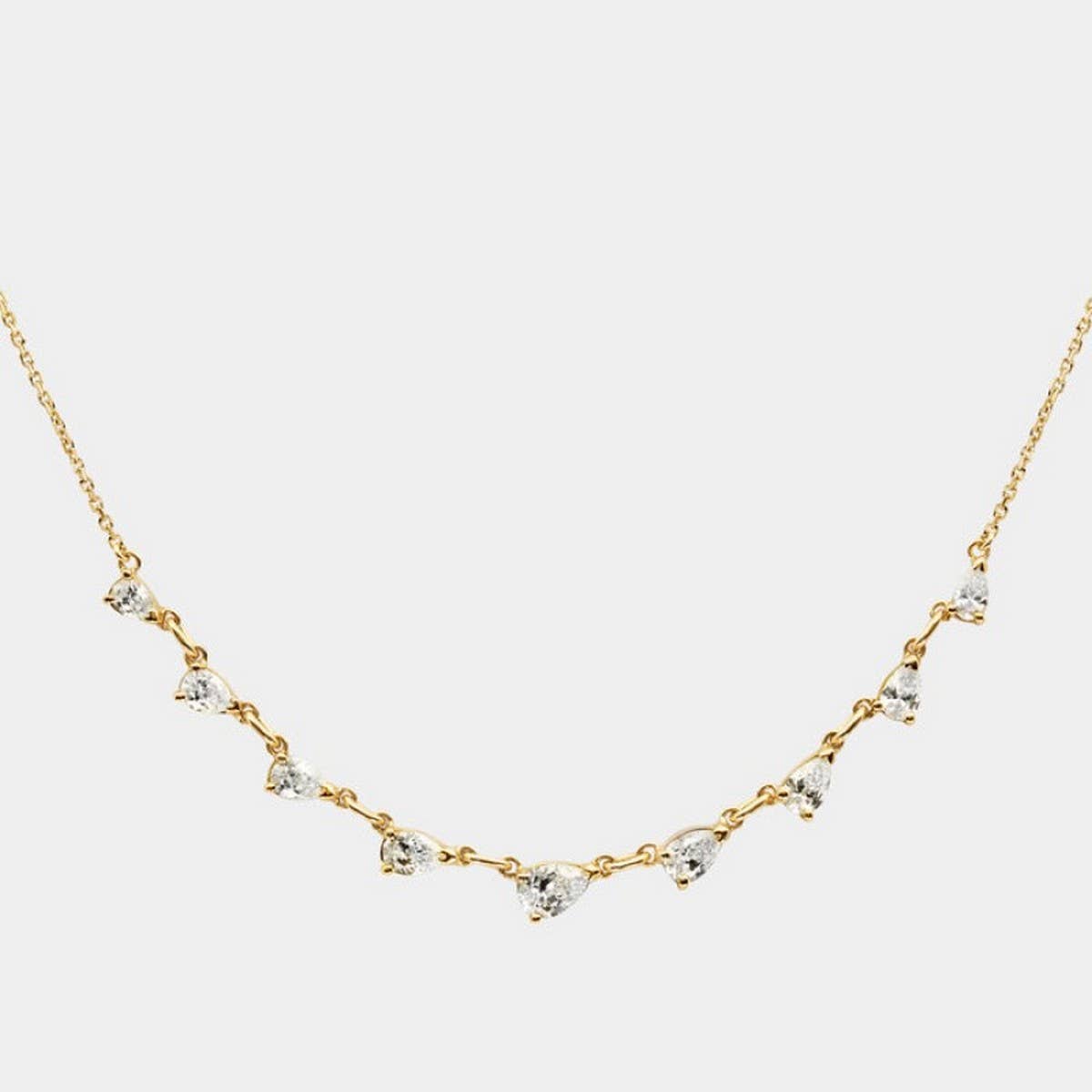 Zirconia Oval Round Pendant Necklace_CWMM5297