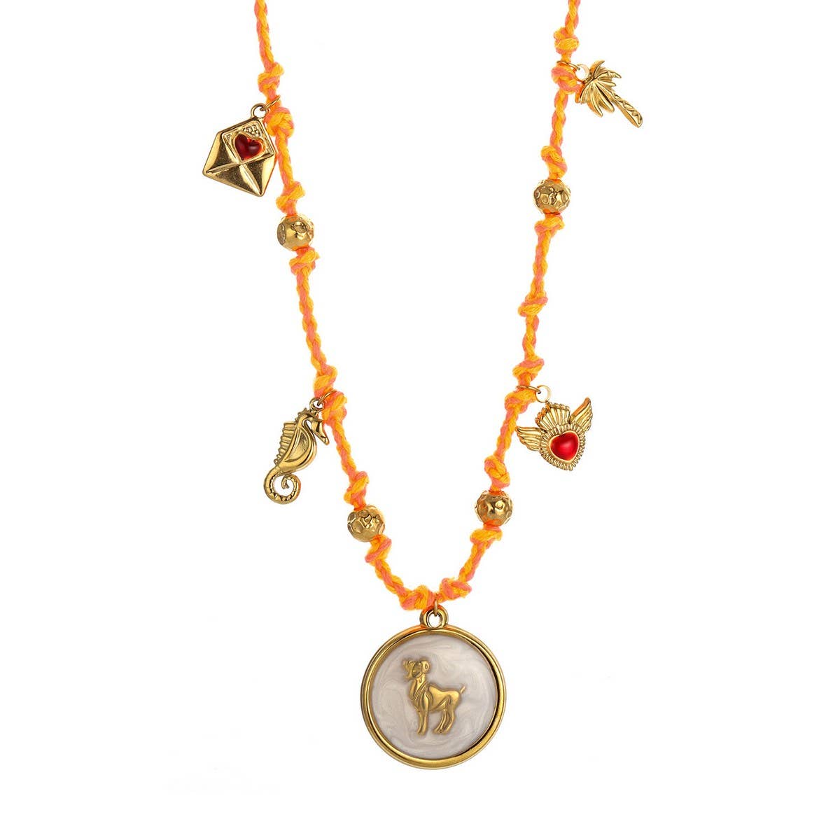 Handmade Zodiac Necklace with Enamel Charms