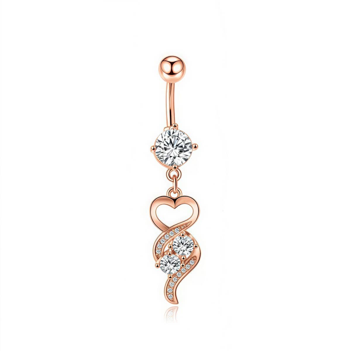 316L Steel & Brass CZ Navel Ring Piercing Jewelry_CWMM936