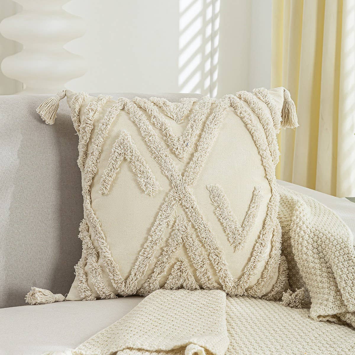 Cream Vintage Sofa Pillow Cover Waist Cushion