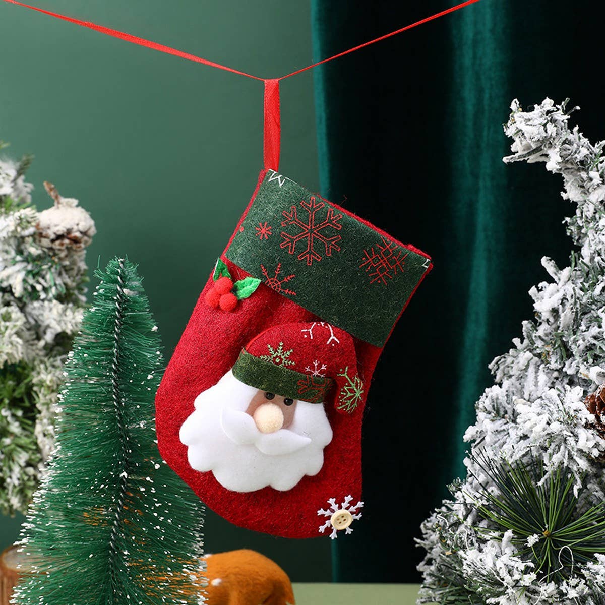 SEQUINED 3D SANTA CLAUS CHRISTMAS STOCKINGS