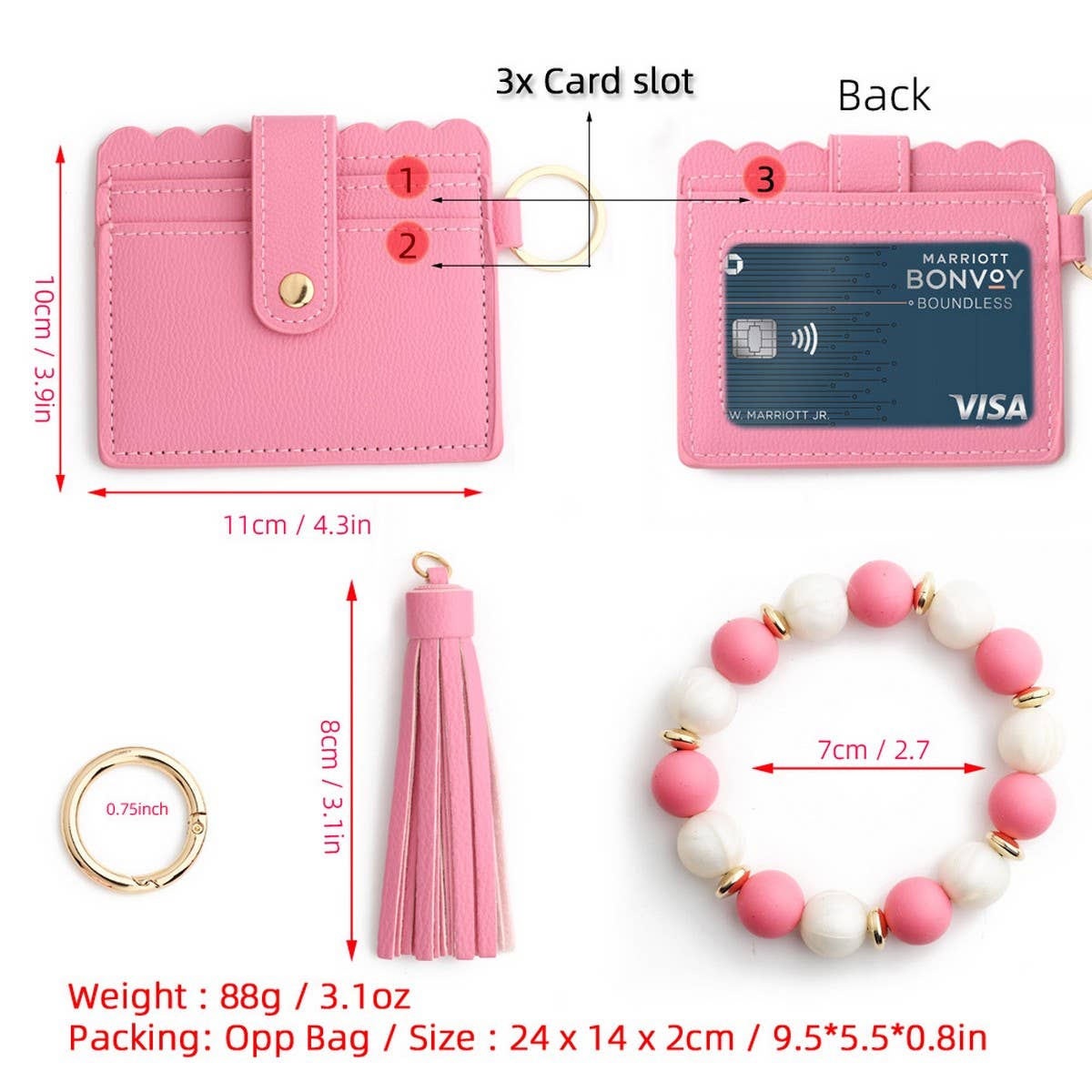 PU Card Wallet with Silicone Bead Bracelet_CWAB4943