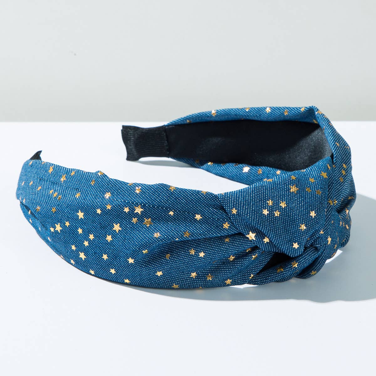 GOLD FIVE-POINTED STAR WIDE KNOTTED HEADBAND